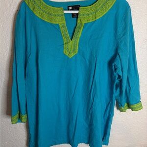 Carole Little Turquoise and Lime Tunic